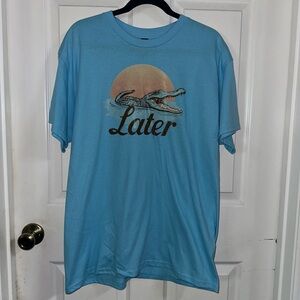 NEW Handcrafted Blue Later Gator Shirt Large